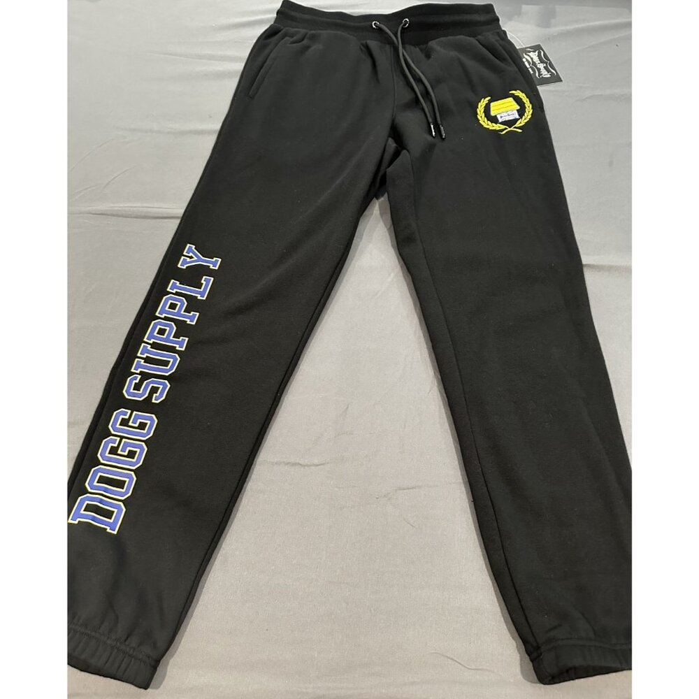 NWT‎ Dogg Supply Varsity Joggers By Snoop Dogg Black Medium Logo Print